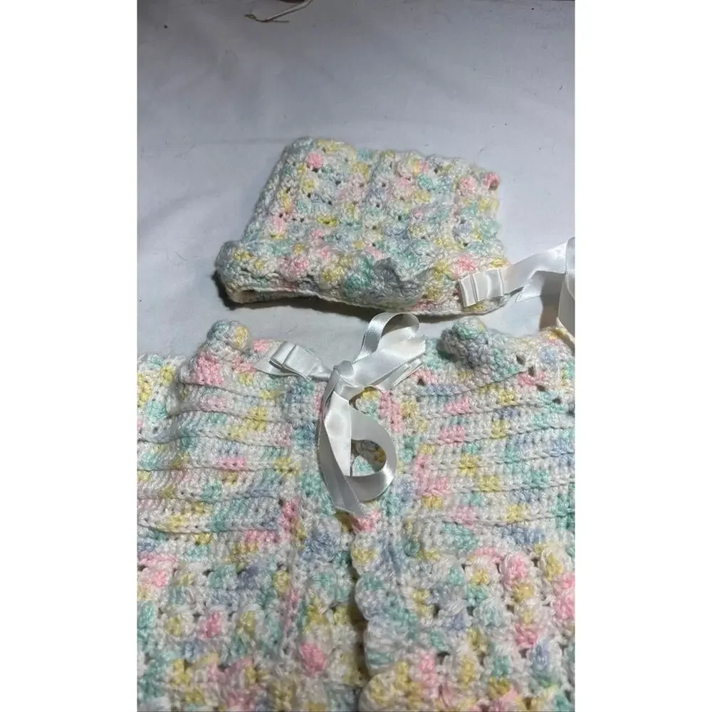 Handmade Crochet Baby Cardigan and Hat Set